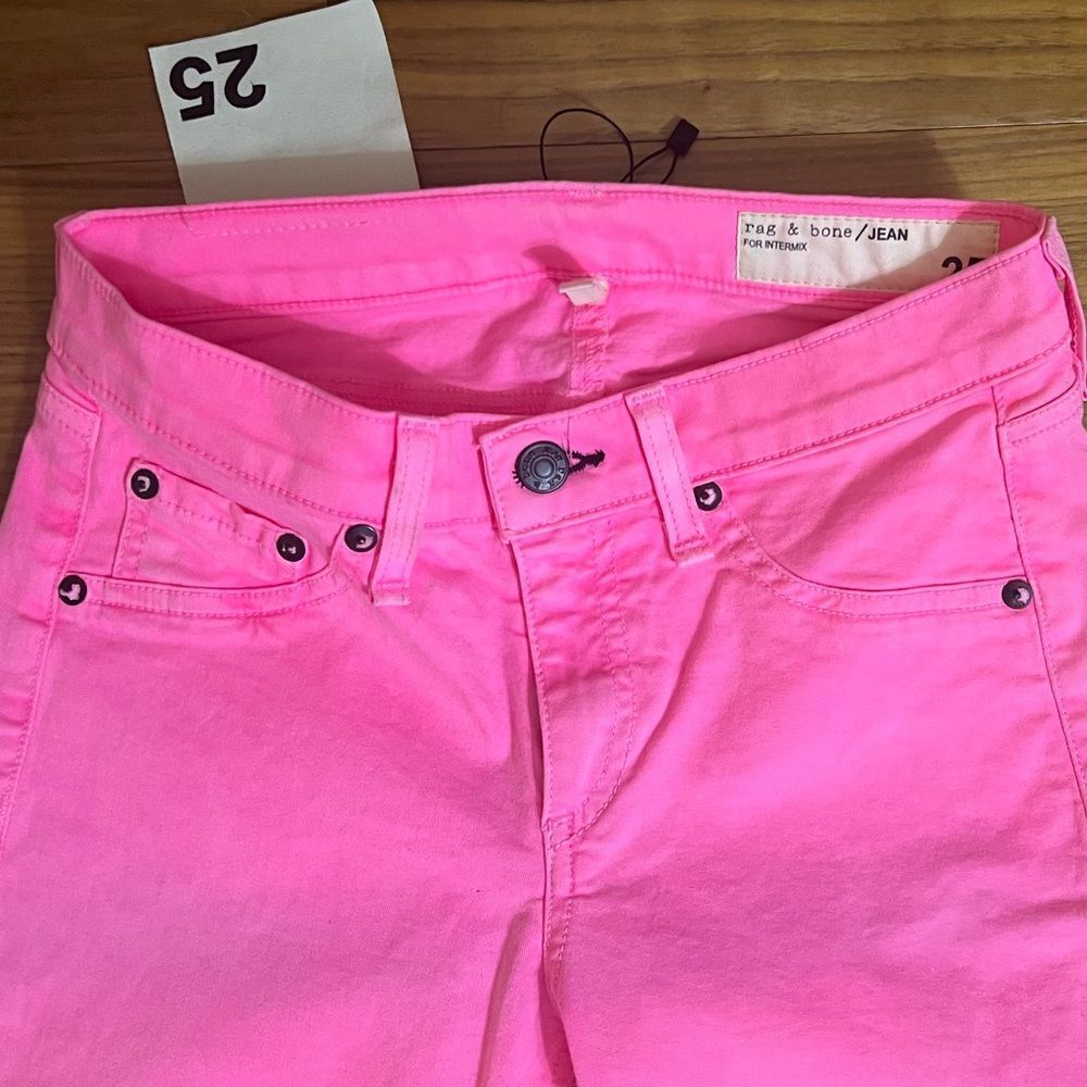 Rag & Bone neon pink jean legging size 25 - Picture 4 of 12